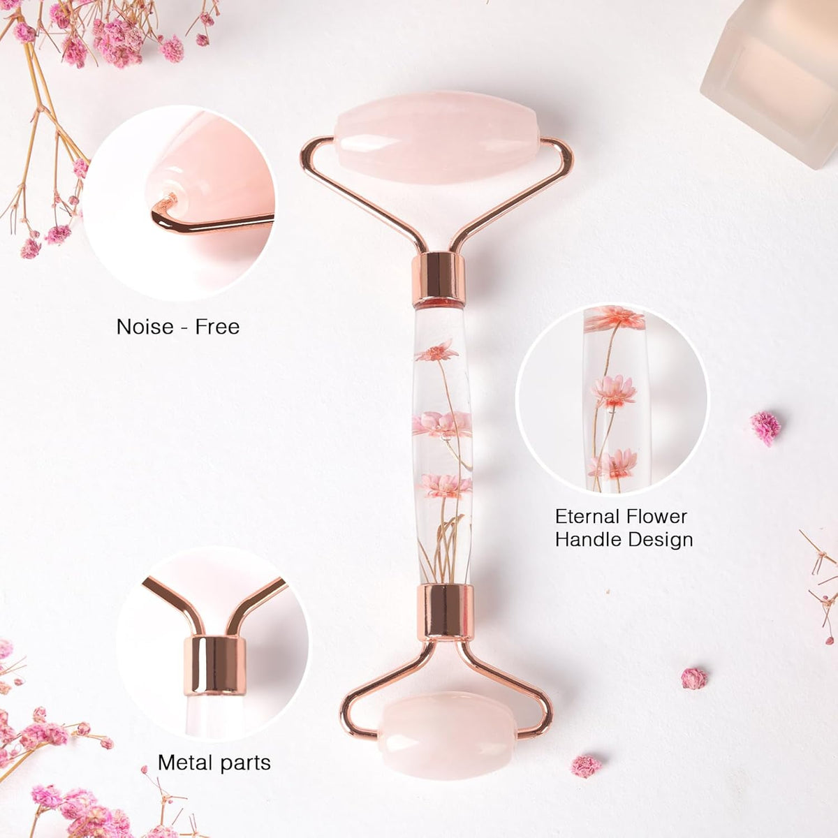 Deluxe Rose Quartz Facial Roller